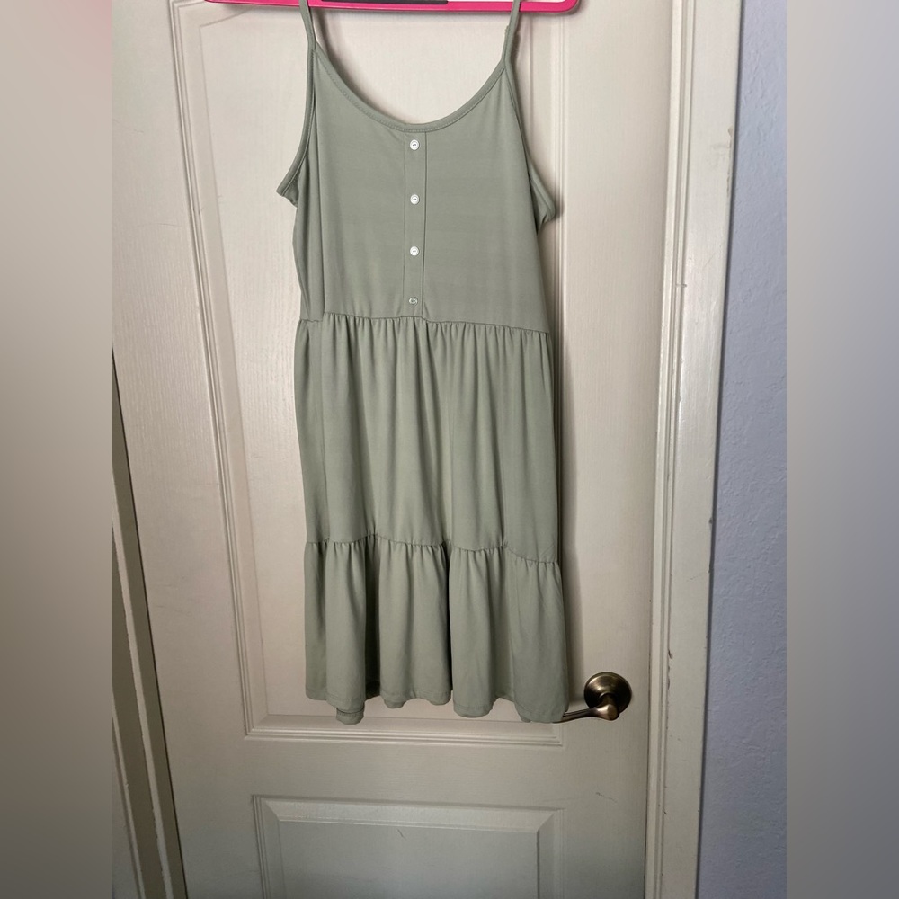 Green spring button dress